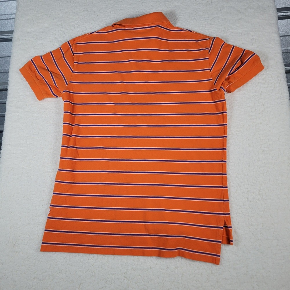 Polo Ralph Lauren Polo Shirt Mens Large Orange Blue Striped Short Sleeve Cotton - Picture 9 of 9